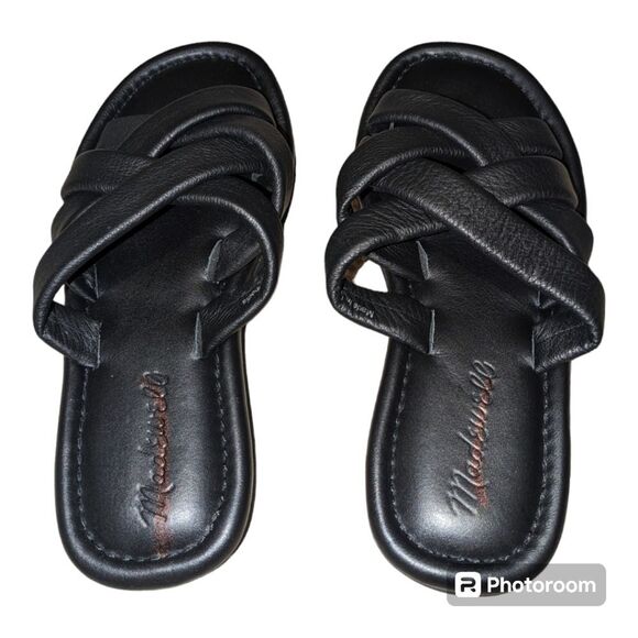 Madewell Leeandra Puffy Woven Leather Slides Size 5 Youth/6.5 Womens - Picture 2 of 5